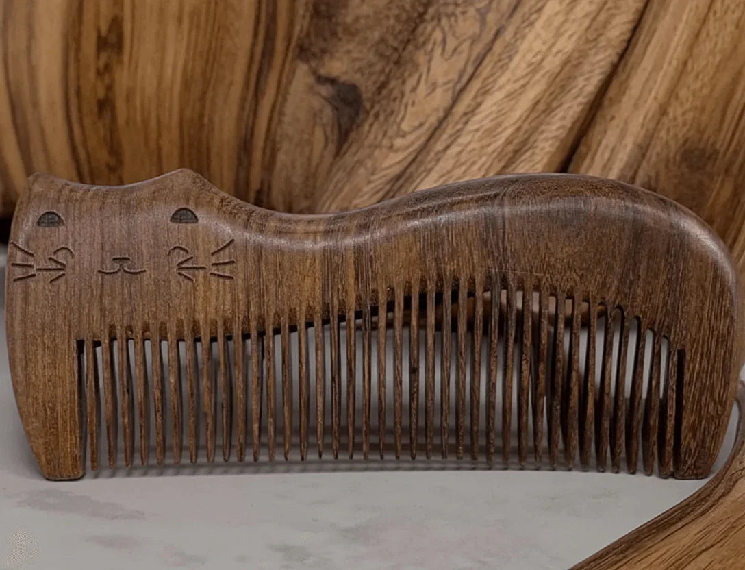 Cat Sandalwood Hair Comb