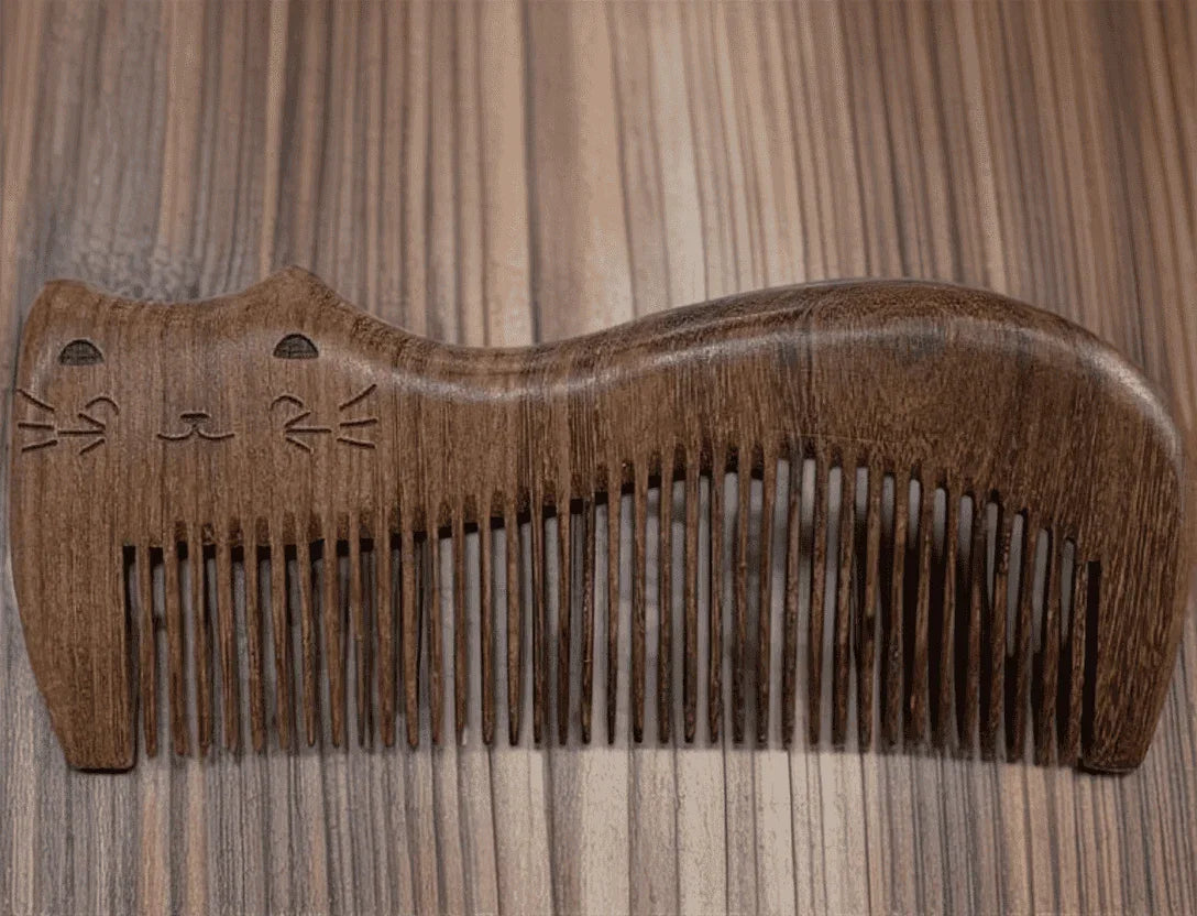 Cat Sandalwood Hair Comb