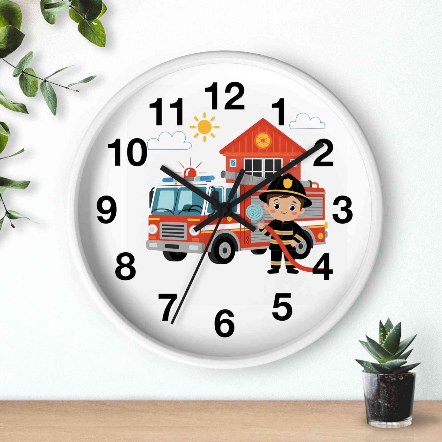 Personalized Fire Truck Wall Clock