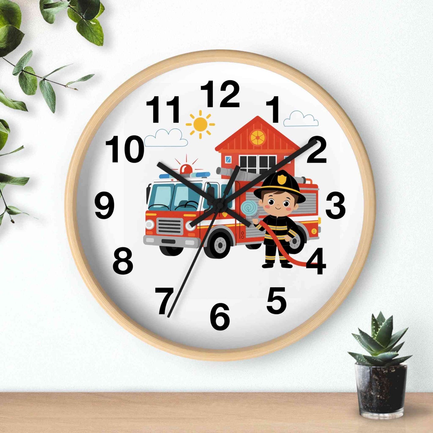 Personalized Fire Truck Wall Clock