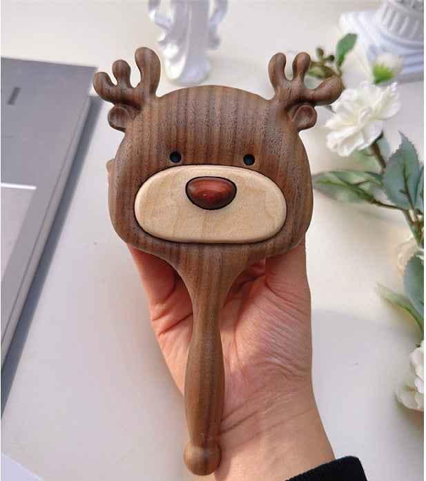 Reindeer Black Walnut Wood Paddle Detangling Brush