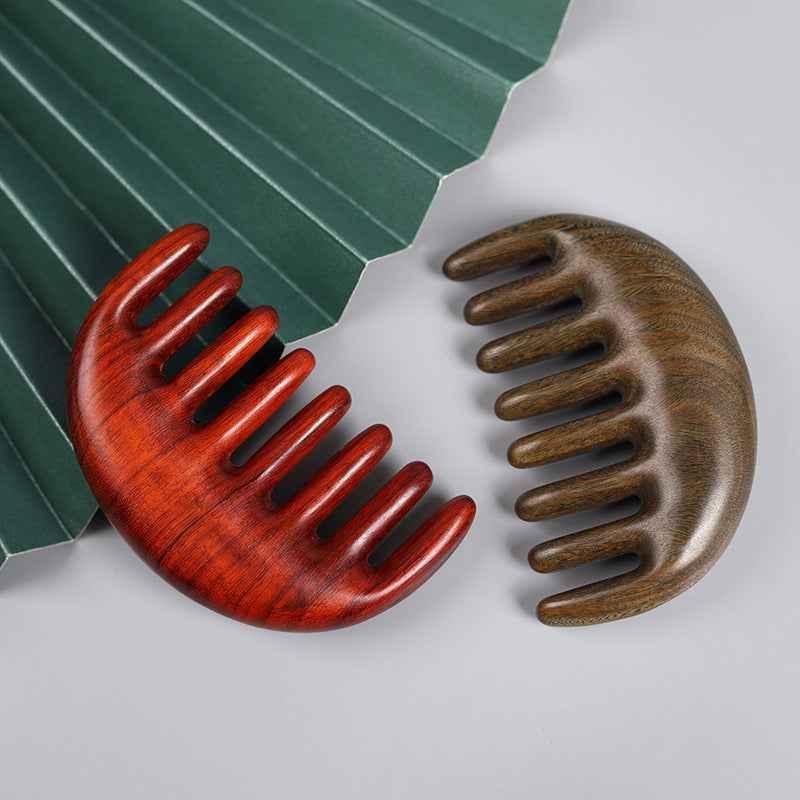 Gua Sha Comb for Crystal Inlay, Green and Purple Sandalwood
