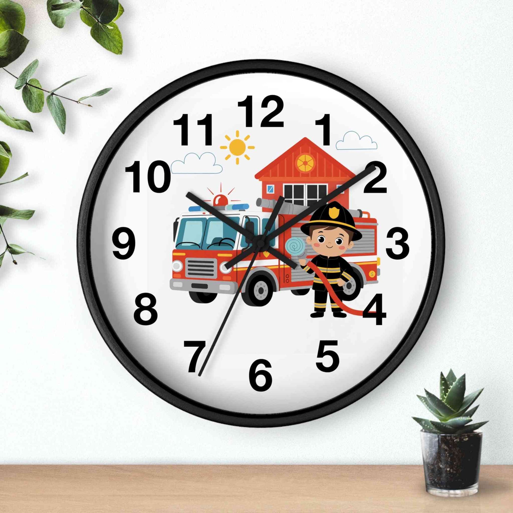 Personalized Fire Truck Wall Clock