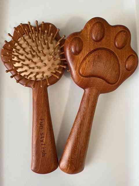 Cat Paw Sandalwood Paddle Detangling Brush