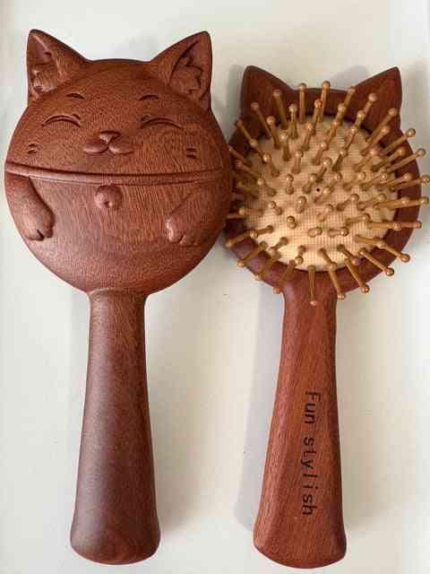 Lucky Cat Sandalwood Paddle Detangling Brush