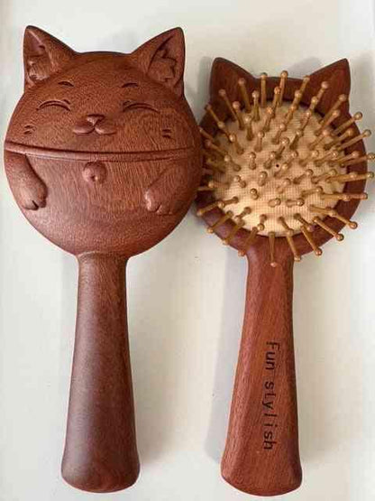 Lucky Cat Sandalwood Paddle Detangling Brush