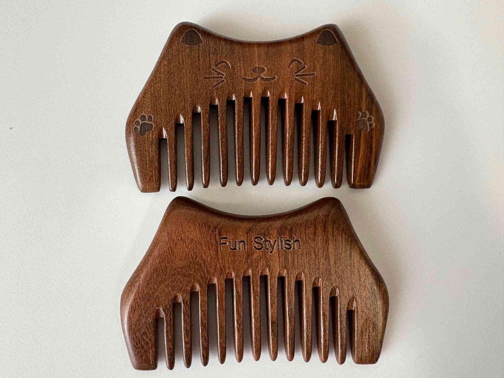 Cat Sandalwood Wide Tooth Hair Comb
