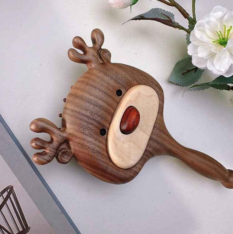 Reindeer Black Walnut Wood Paddle Detangling Brush