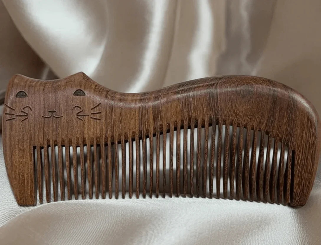 Cat Sandalwood Hair Comb