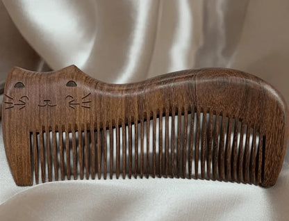 Cat Sandalwood Hair Comb
