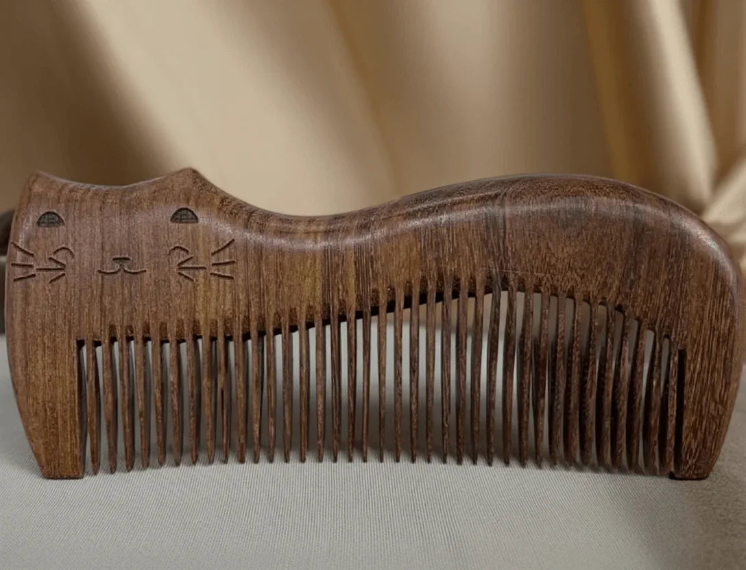 Cat Sandalwood Hair Comb