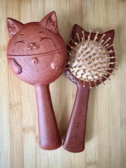 Lucky Cat Sandalwood Paddle Detangling Brush