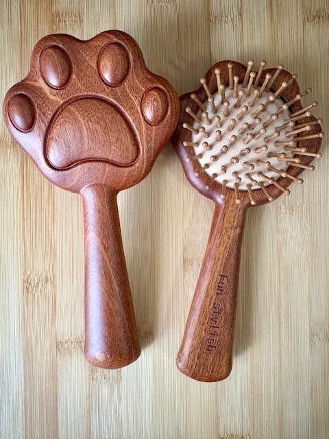 Cat Paw Sandalwood Paddle Detangling Brush
