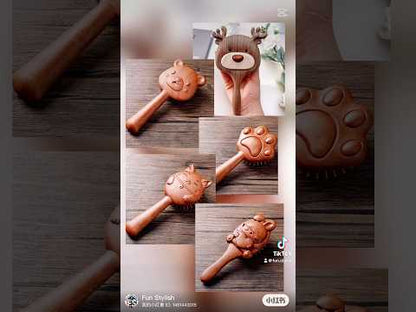 Cartoon Animal Wooden Paddle Detangling Brush